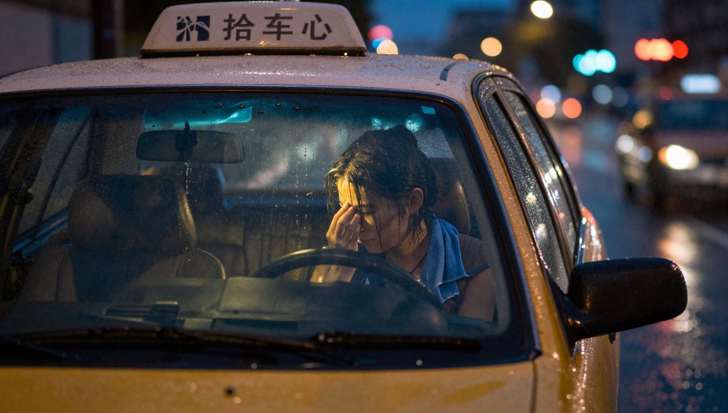 雨夜出租车后座