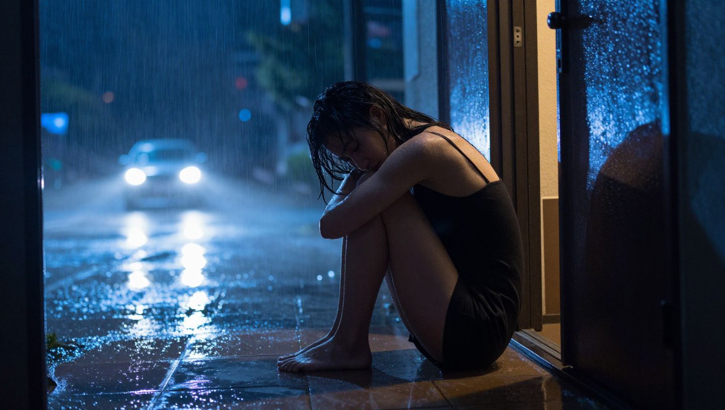 雨夜出租车后座